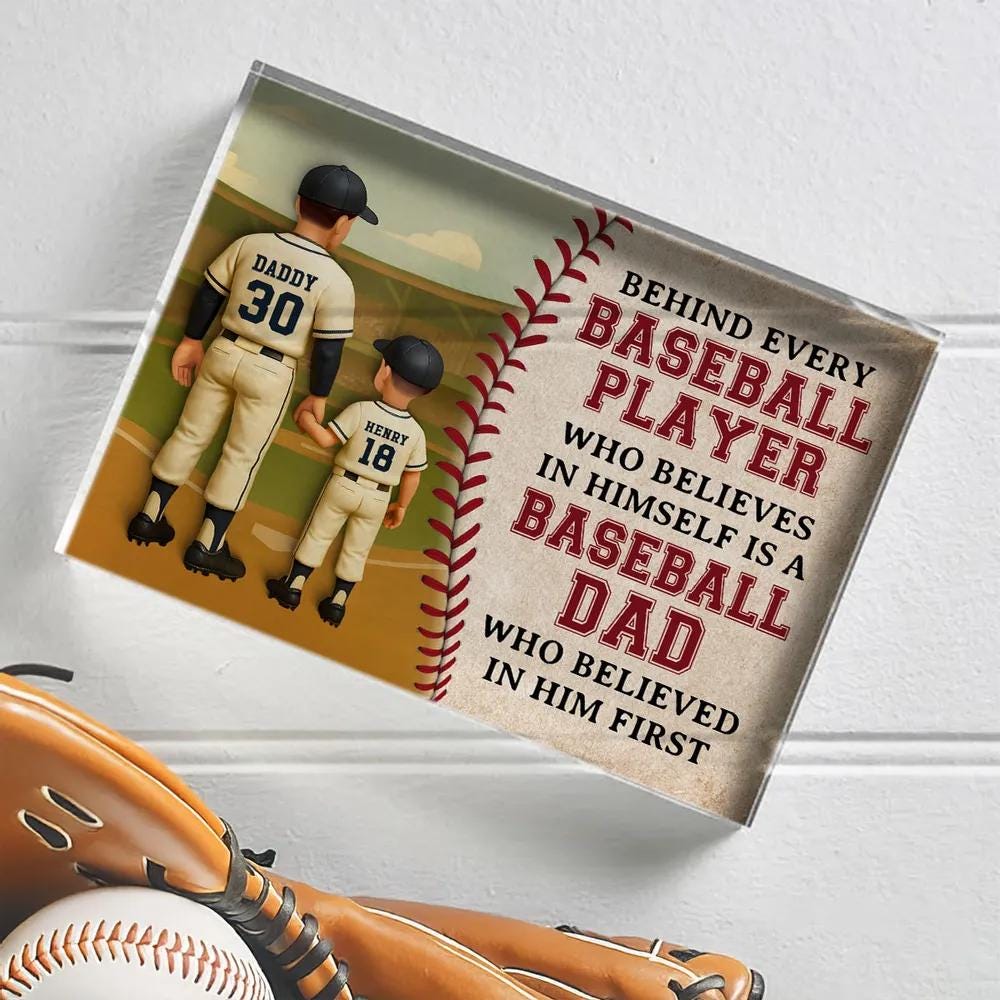 Custom Baseball Dad Gifts, Fathers Day Gift For Dad, Baseball Dad Gift, Custom Figure Acrylic Block, Gift For Husband, Baseball Lover Gifts