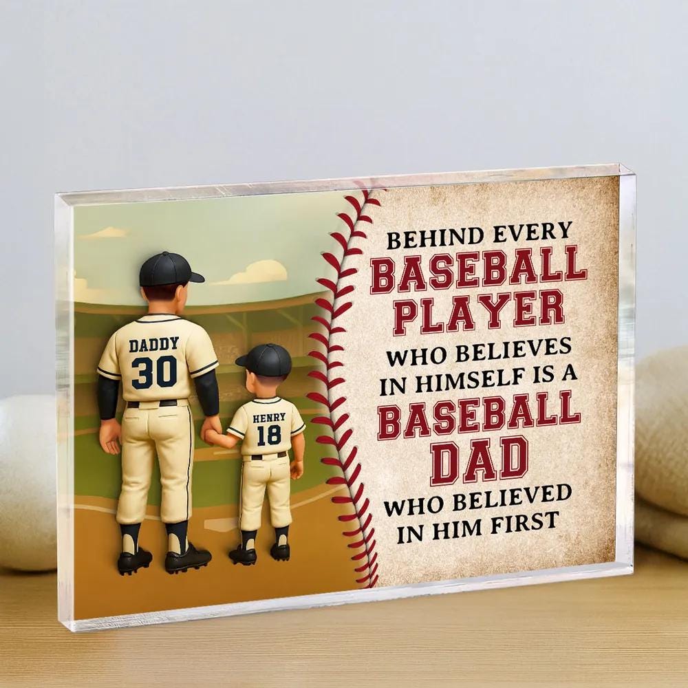 Custom Baseball Dad Gifts, Fathers Day Gift For Dad, Baseball Dad Gift, Custom Figure Acrylic Block, Gift For Husband, Baseball Lover Gifts