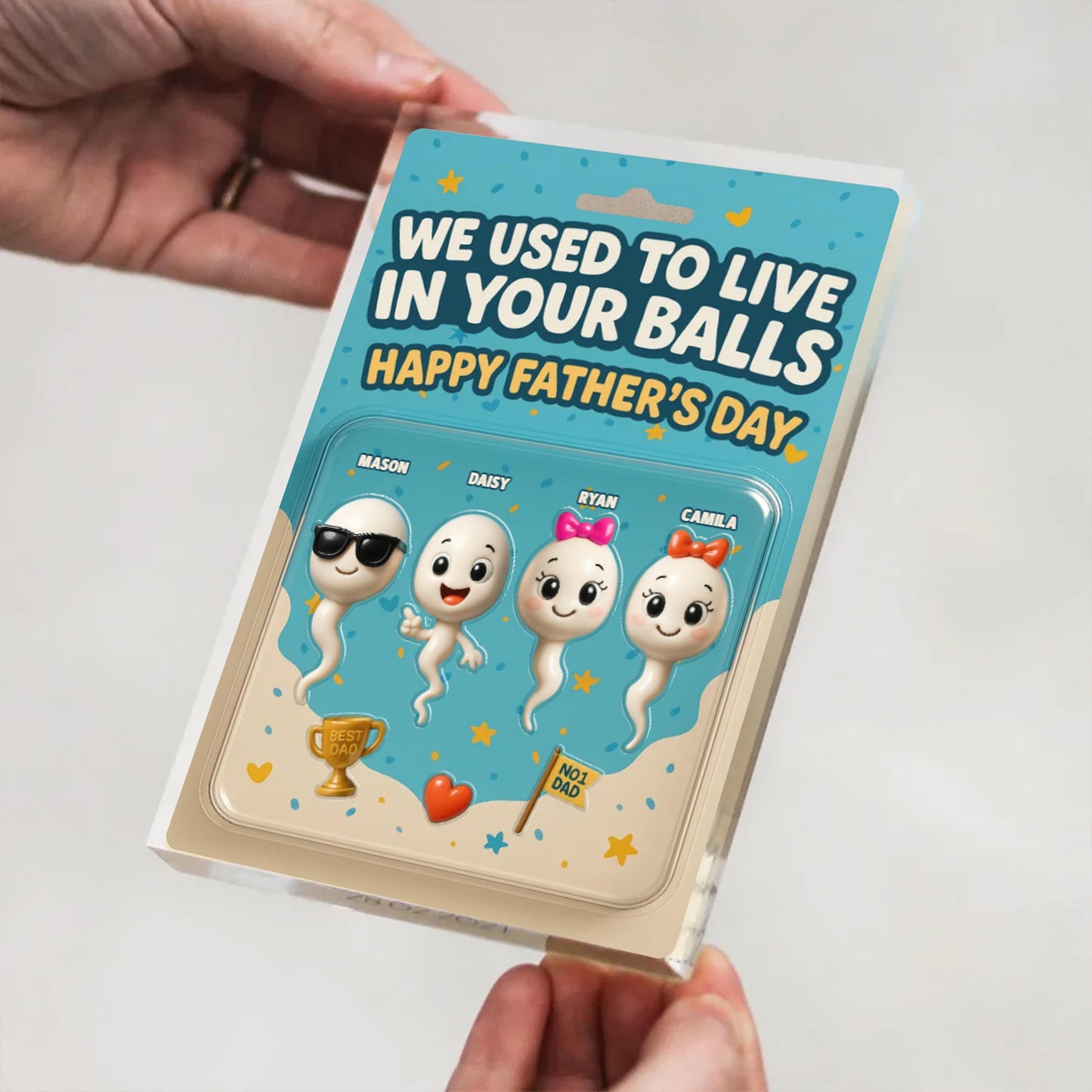 Custom Dad Kid Names Customer Figure Personalized Acrylic Block Plaque, Father Day Gift, Gift for Husband Trading Card, Fathers Day Gifts