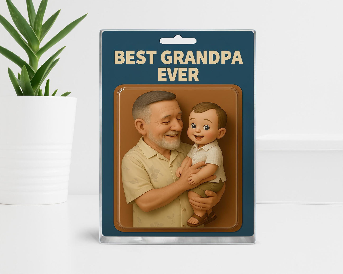 Custom Father's Day Gift for Grandpa, Personalized Photo Dad And Kids Action Figure Acrylic Block, Best Grandpa Ever Block, Gift for Husband