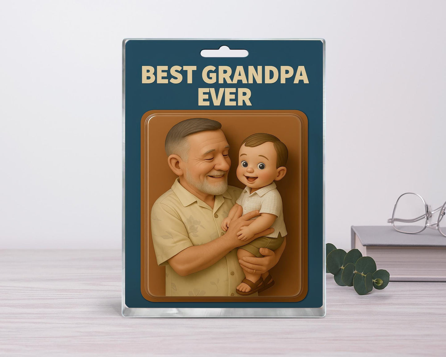 Custom Father's Day Gift for Grandpa, Personalized Photo Dad And Kids Action Figure Acrylic Block, Best Grandpa Ever Block, Gift for Husband