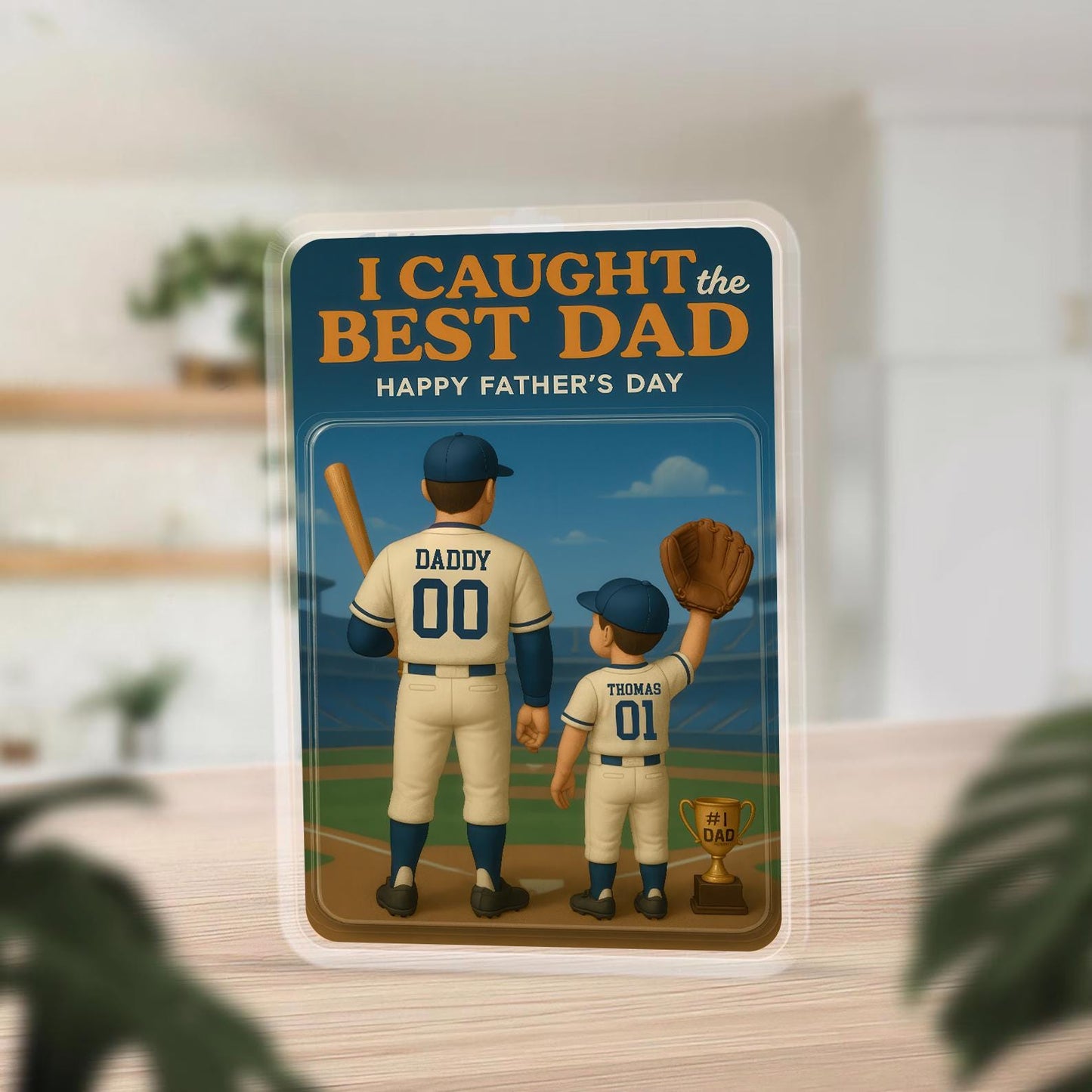 Custom Fathers Day Gift For Dad, I Caught The Best Dad Baseball Gift, Personalized Figure Acrylic Block, Baseball Dad Gift, Gift For Husband