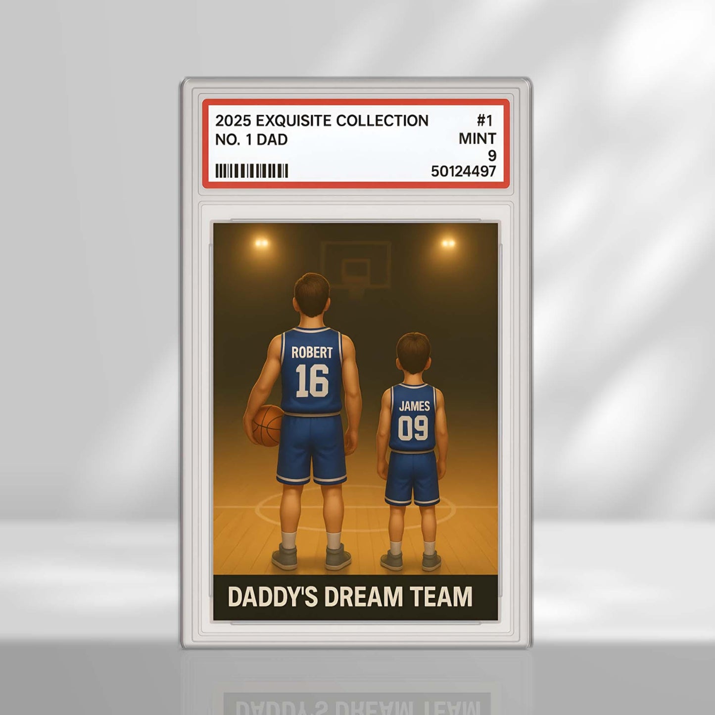 No. 1 Dad & Kids Basketball Trading Card Style, Custom Acrylic Block Plaque, Father's Day Gift, Custom Figure Family Acrylic Block