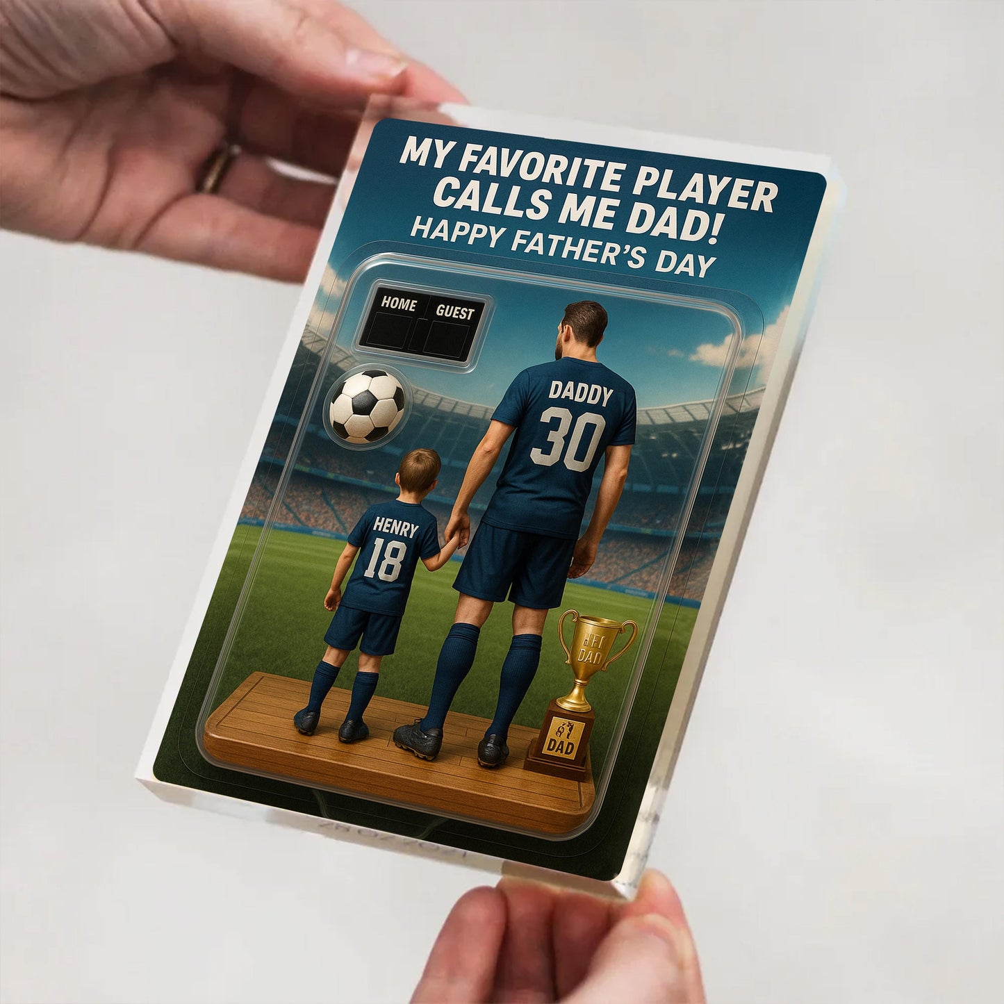 Custom Soccer Action Figure Personalized Acrylic Block Plaque, Personalized Father's Day Gift for Dad, Gifts for Papa,Fatherday gift for dad
