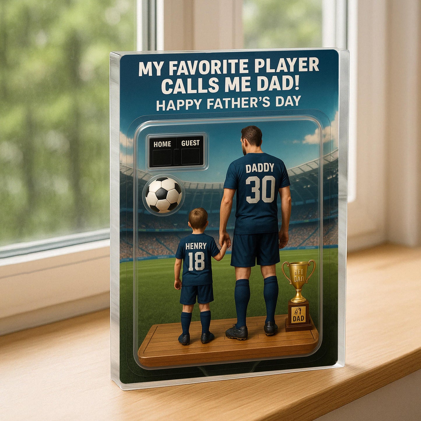 Custom Soccer Action Figure Personalized Acrylic Block Plaque, Personalized Father's Day Gift for Dad, Gifts for Papa,Fatherday gift for dad