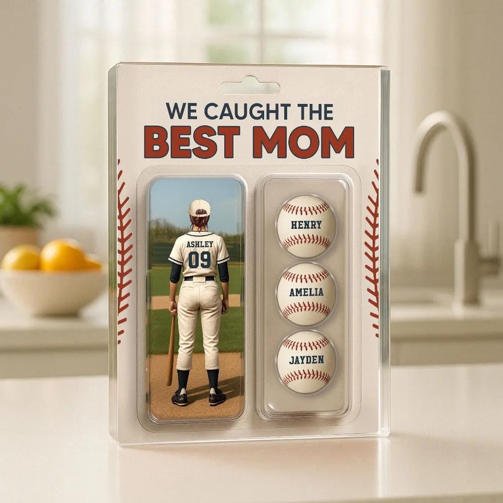 We Caught The Best Mom Baseball Lover Toy Box Figure Style Personalized Acrylic Block Plaque, Gift For Baseball Mom, Baseball Lover