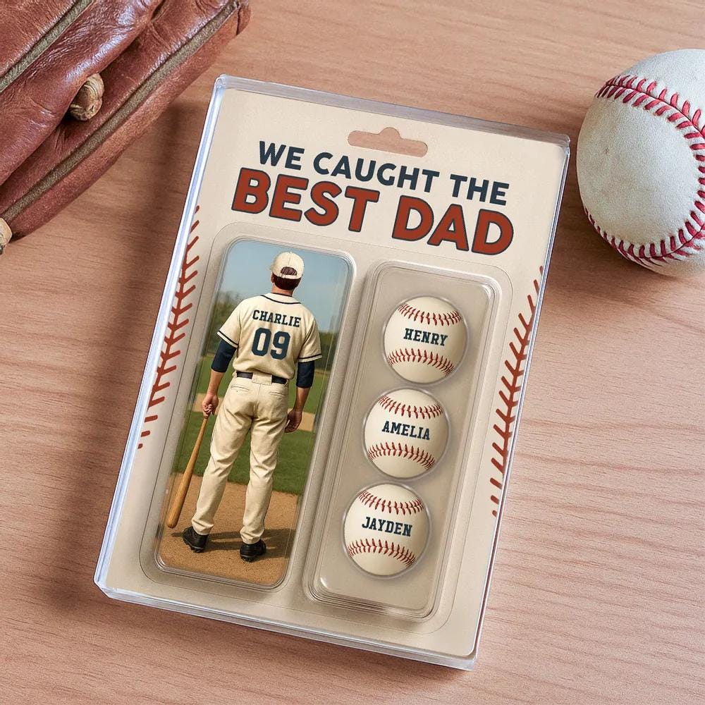We Caught The Best Dad Baseball Lover Toy Box Figure Style Personalized Acrylic Block Plaque, Gift For Baseball Dad, Baseball Lovers