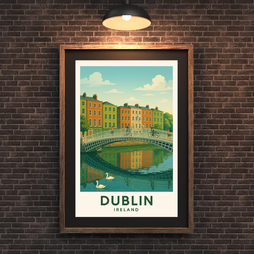Dublin Poster, Ireland Wall Art, Dublin Wall Art, Dublin Print, Dublin Travel Print, Ireland, Wedding Gift, Birthday Present, Travel Decor