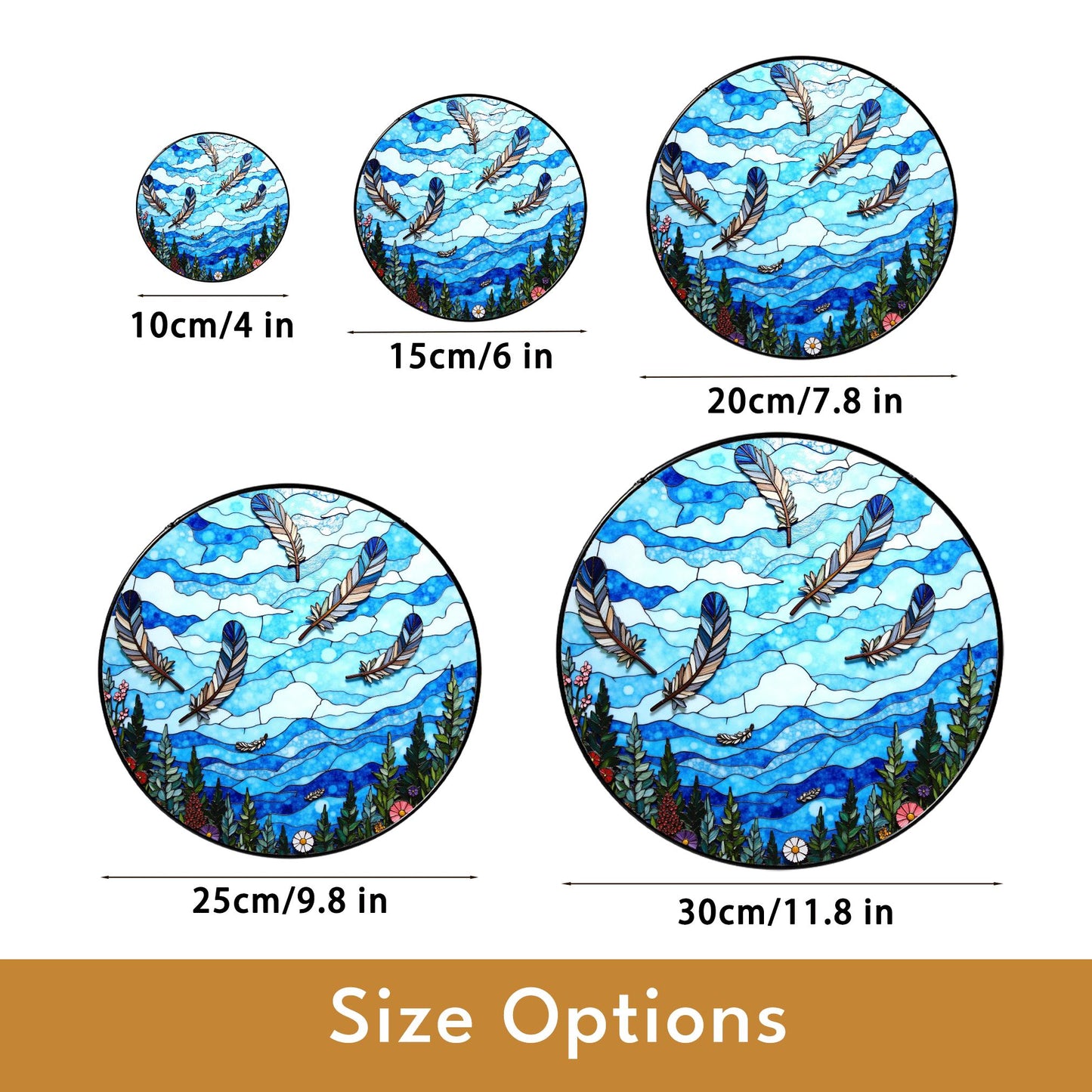 drifting feathers in mountain sky blue stained glass suncatcher gift for nature lovers