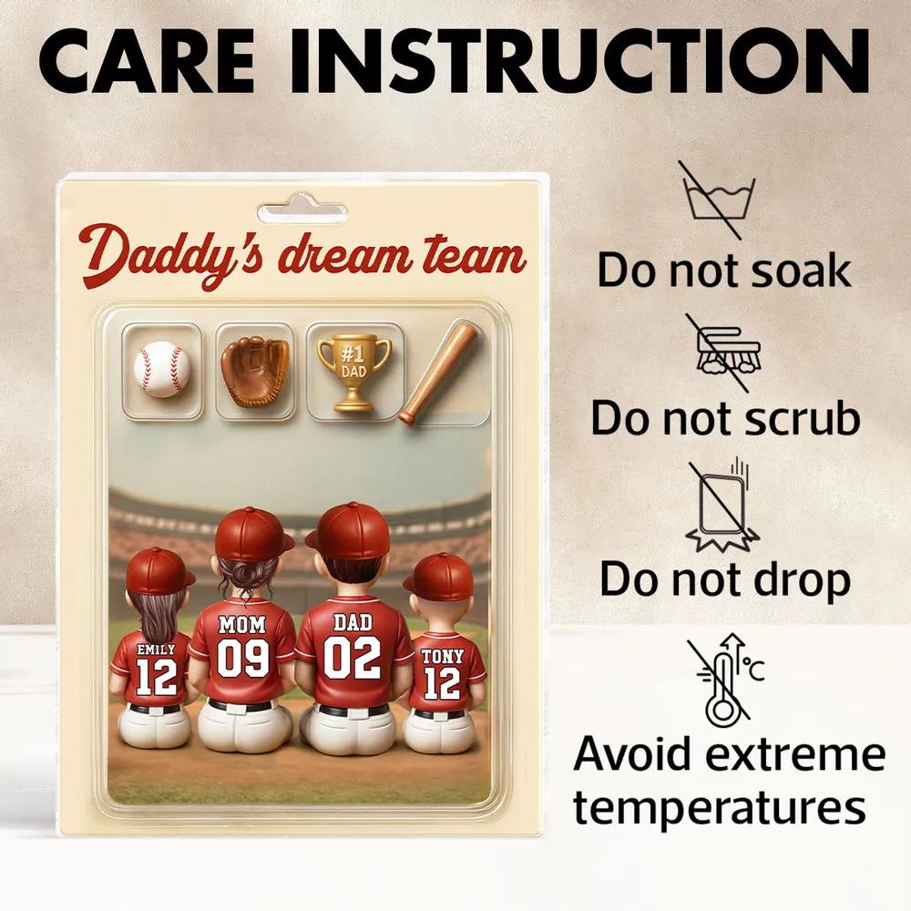 3D Effect Custom Figure Baseball Family Daddy's Dream Team Personalized Rectangle Acrylic Block Plaque, Gift for Fathers day, Baseball Lover