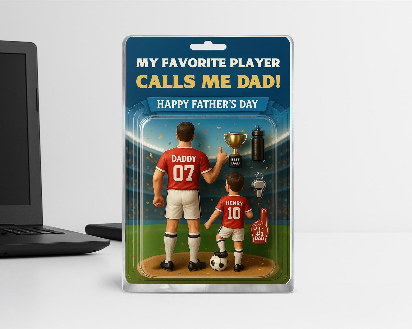 Fathers Day Gift for Dad, Custom Soccer Dad Action Figure Acrylic Block, Dad And Kids Acrylic Block, Soccer Dad Gift, Gift For Husband