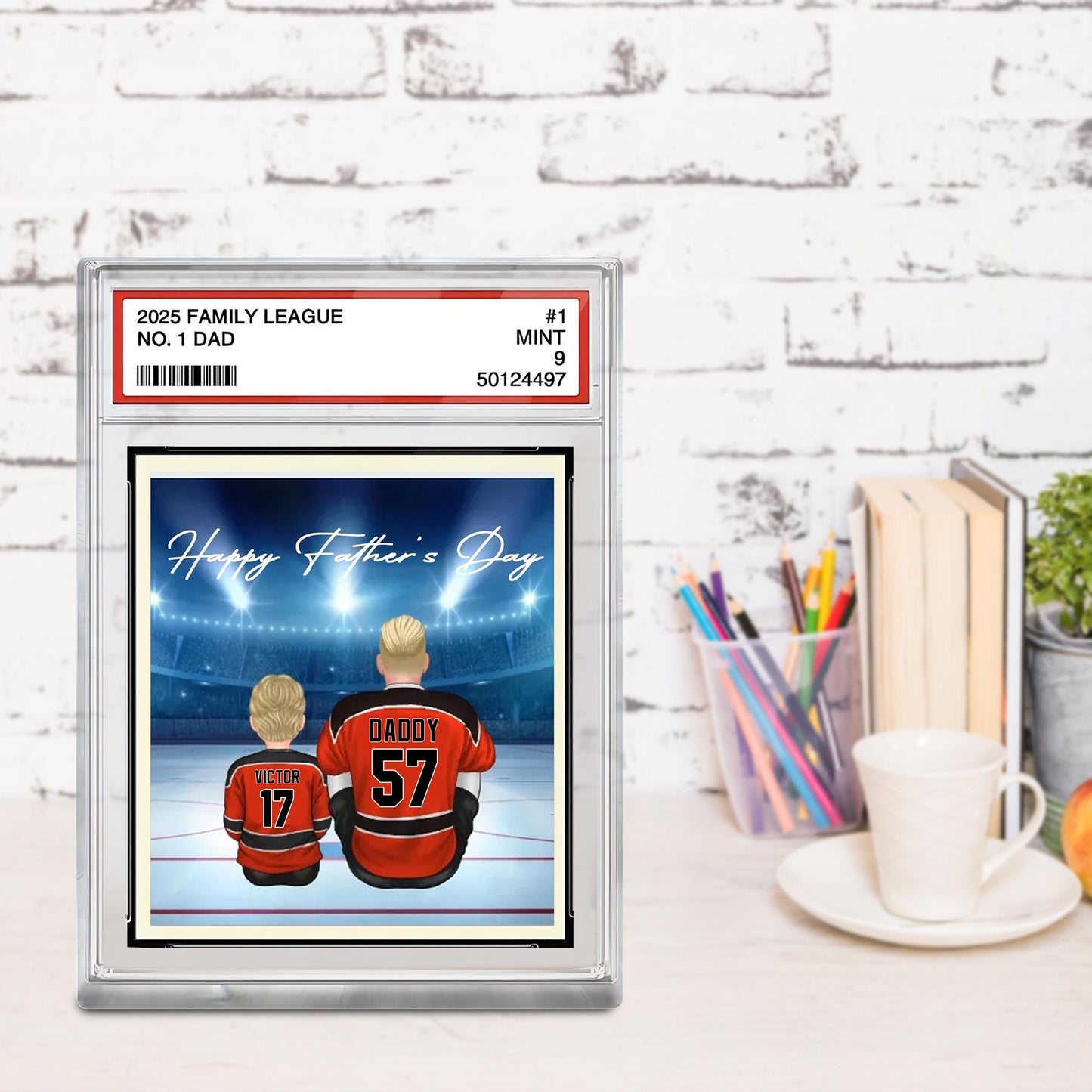 Personalized Hockey No. 1 Dad Trading Card Style Acrylic Block, Father's Day Gift For Hockey Lover, Gift For Hockey Acrylic Block Plaque