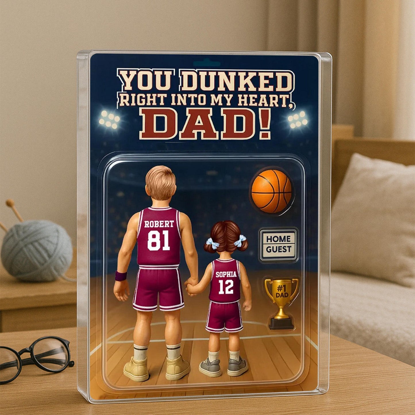 You Dunked Right Into My Heart Dad, Basketball Custom Figure Personalized Acrylic Block Plaque, Father's Day Gift for Dad, Gift for Husband