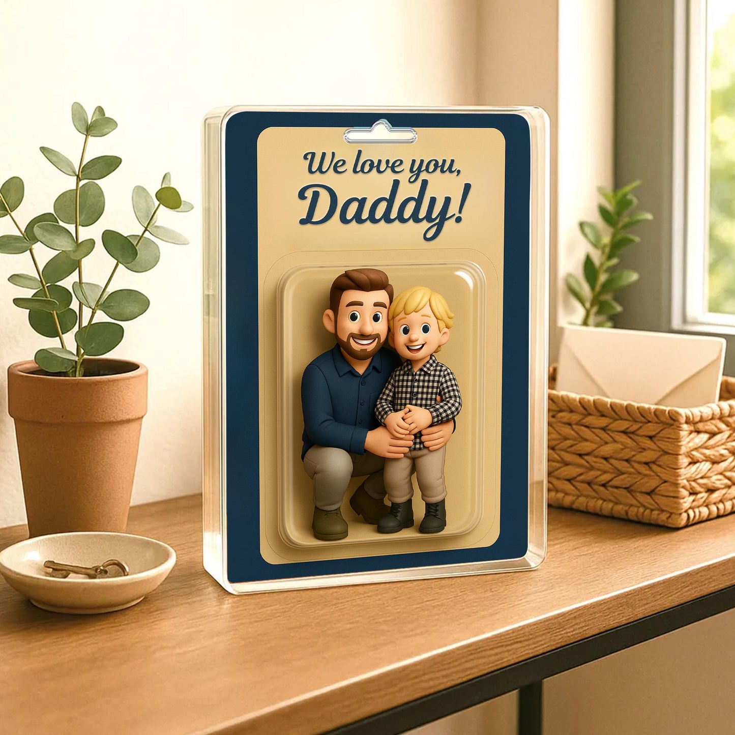 Personalized Fathers Day Gift For Dad, Custom Photo Dad And Kids Action Figure Acrylic Block, Best Dad Ever Block, New Dad Gift For Husband