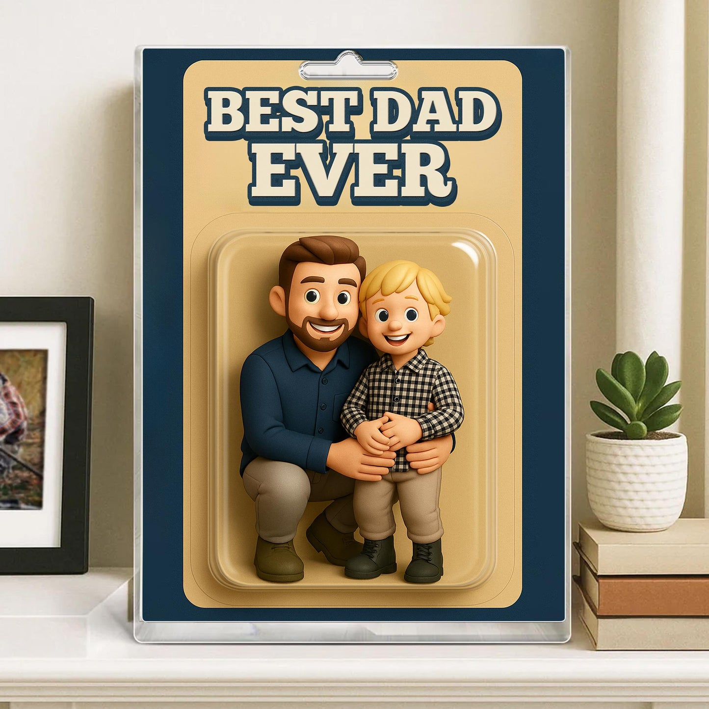 Personalized Fathers Day Gift For Dad, Custom Photo Dad And Kids Action Figure Acrylic Block, Best Dad Ever Block, New Dad Gift For Husband