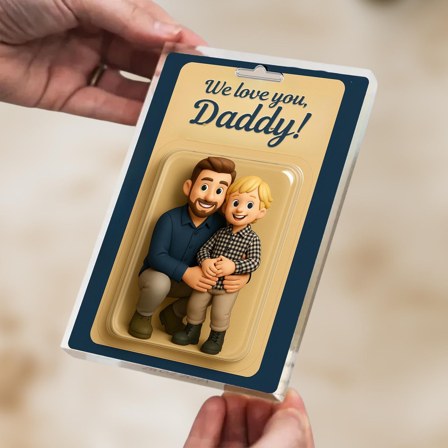 Personalized Fathers Day Gift For Dad, Custom Photo Dad And Kids Action Figure Acrylic Block, Best Dad Ever Block, New Dad Gift For Husband