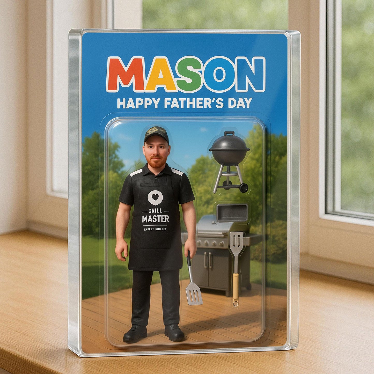 Personalized Photo BBQ Dad Acrylic Block, Custom Father’s Day Gift For Dad, Funny Party Decor, BBQ Grilled Action Figure Plaque
