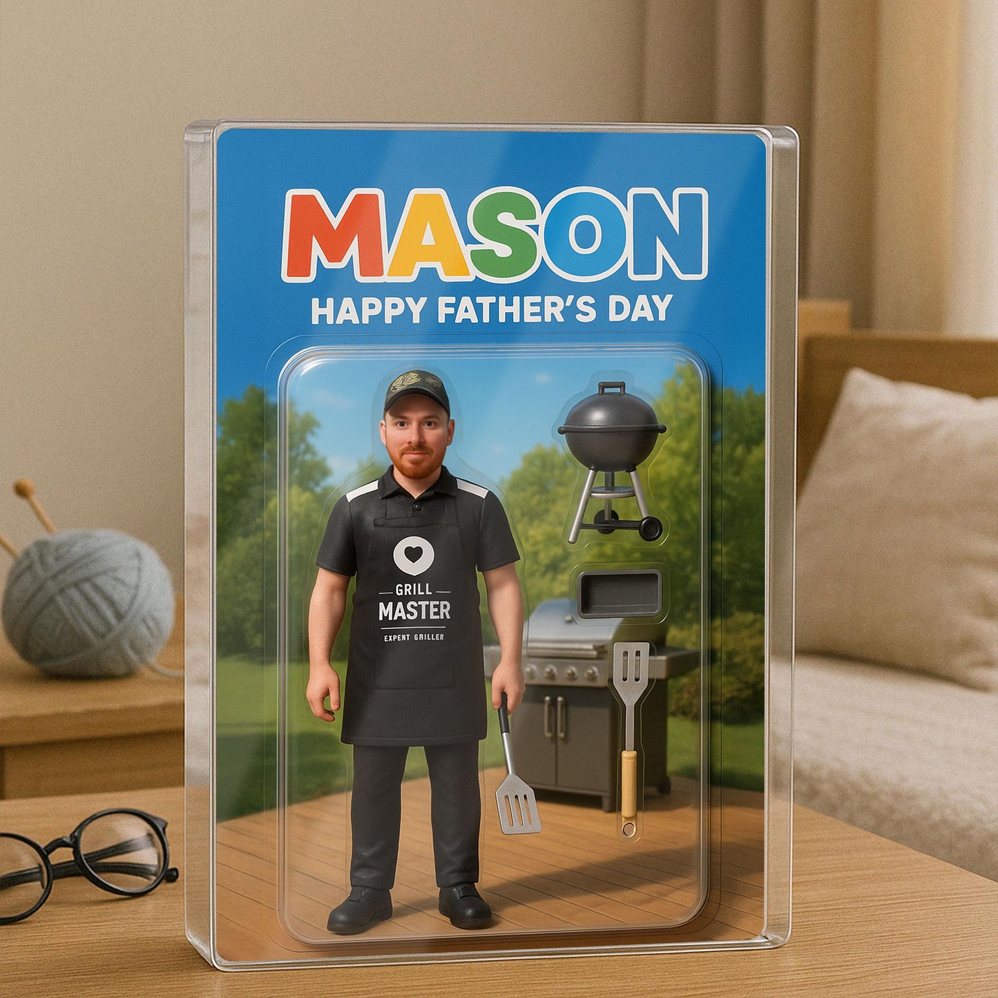 Personalized Photo BBQ Dad Acrylic Block, Custom Father’s Day Gift For Dad, Funny Party Decor, BBQ Grilled Action Figure Plaque