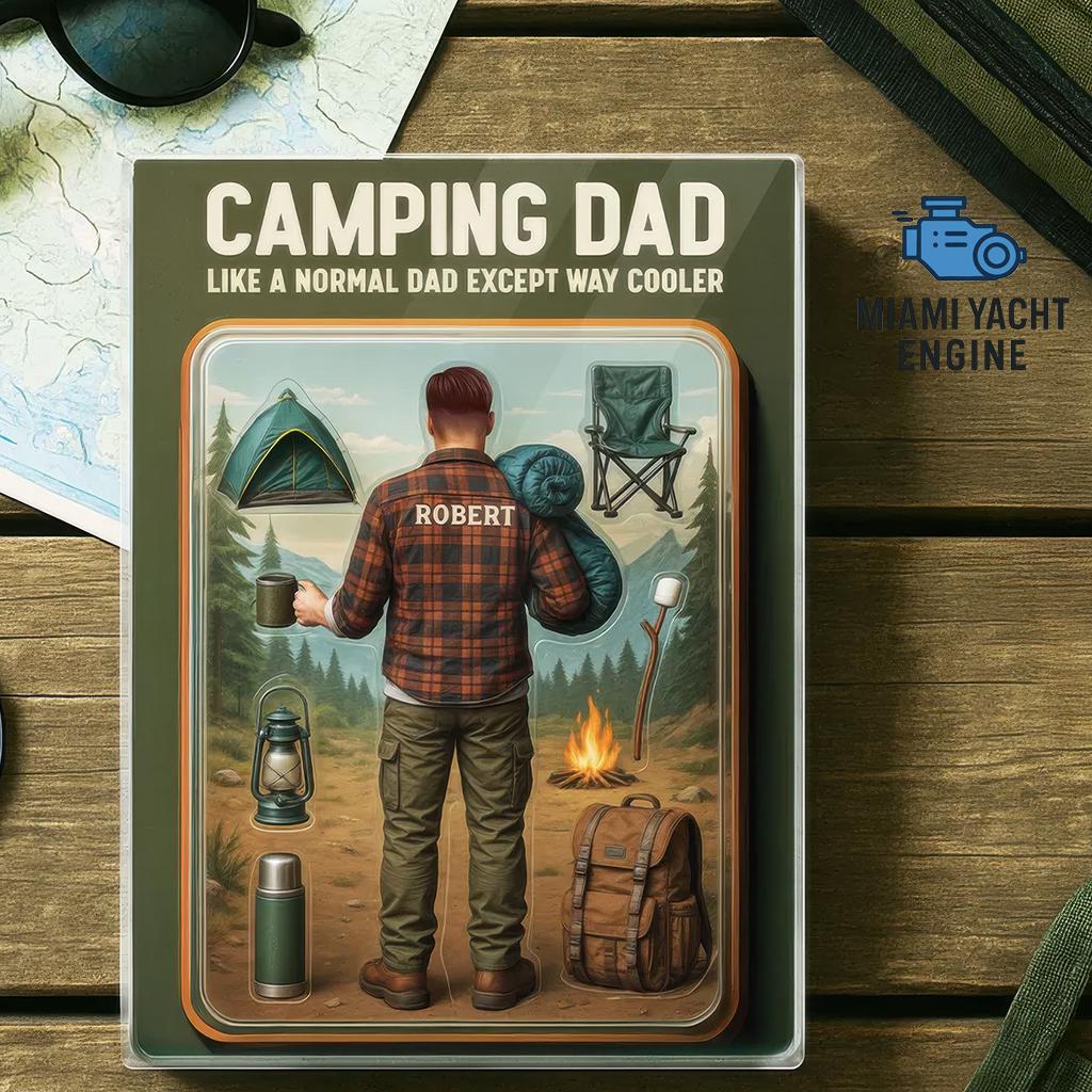 Custom Camping Dad Acrylic Block Gift, Personalized Outdoor Dad Figure With Name, Cool Camper Father’s Day Gift, Unique Gift For Dads