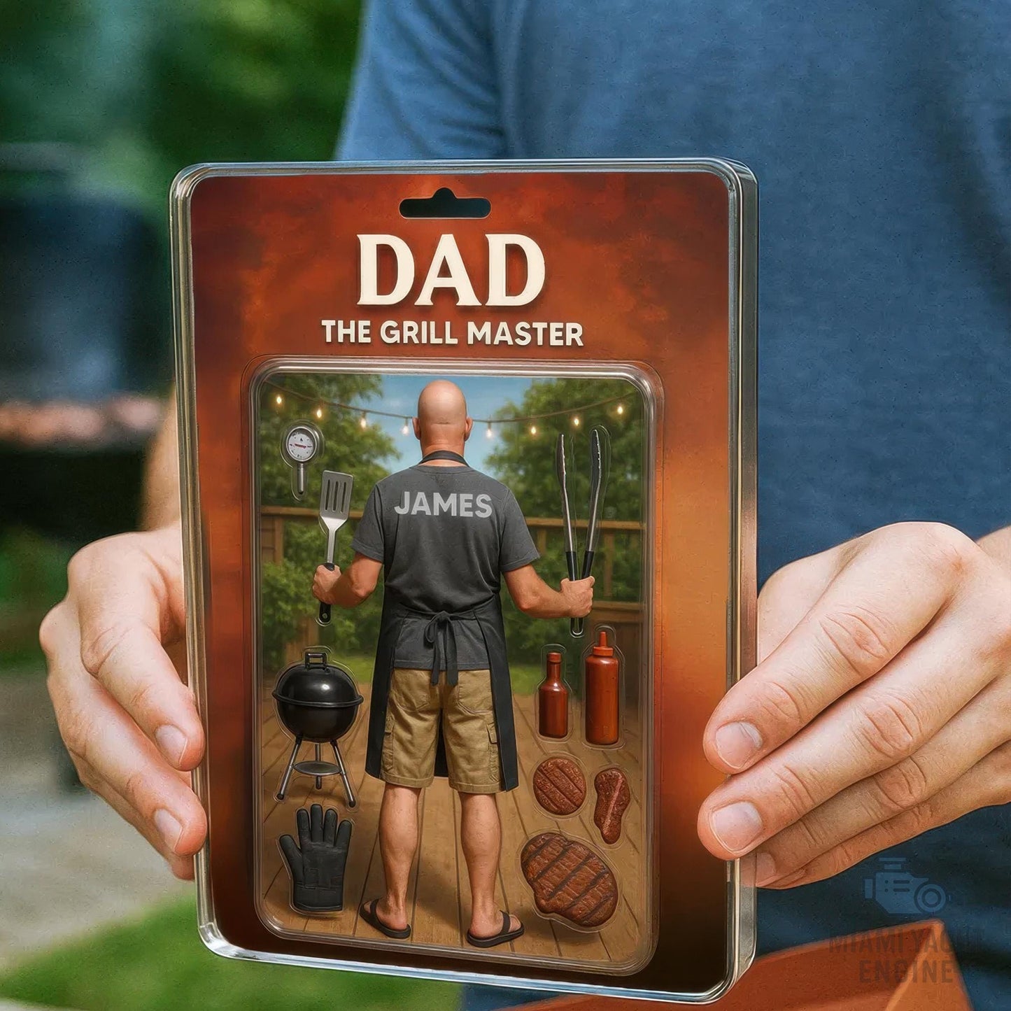 Custom Grill Master Dad Acrylic Block Gift, Personalized BBQ Figurine with Name, Funny Father's Day Gift for Barbecue Lover, Gift for Dad