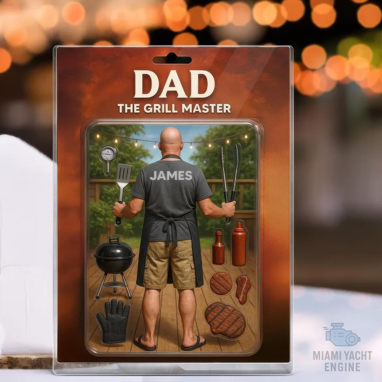 Custom Grill Master Dad Acrylic Block Gift, Personalized BBQ Figurine with Name, Funny Father's Day Gift for Barbecue Lover, Gift for Dad