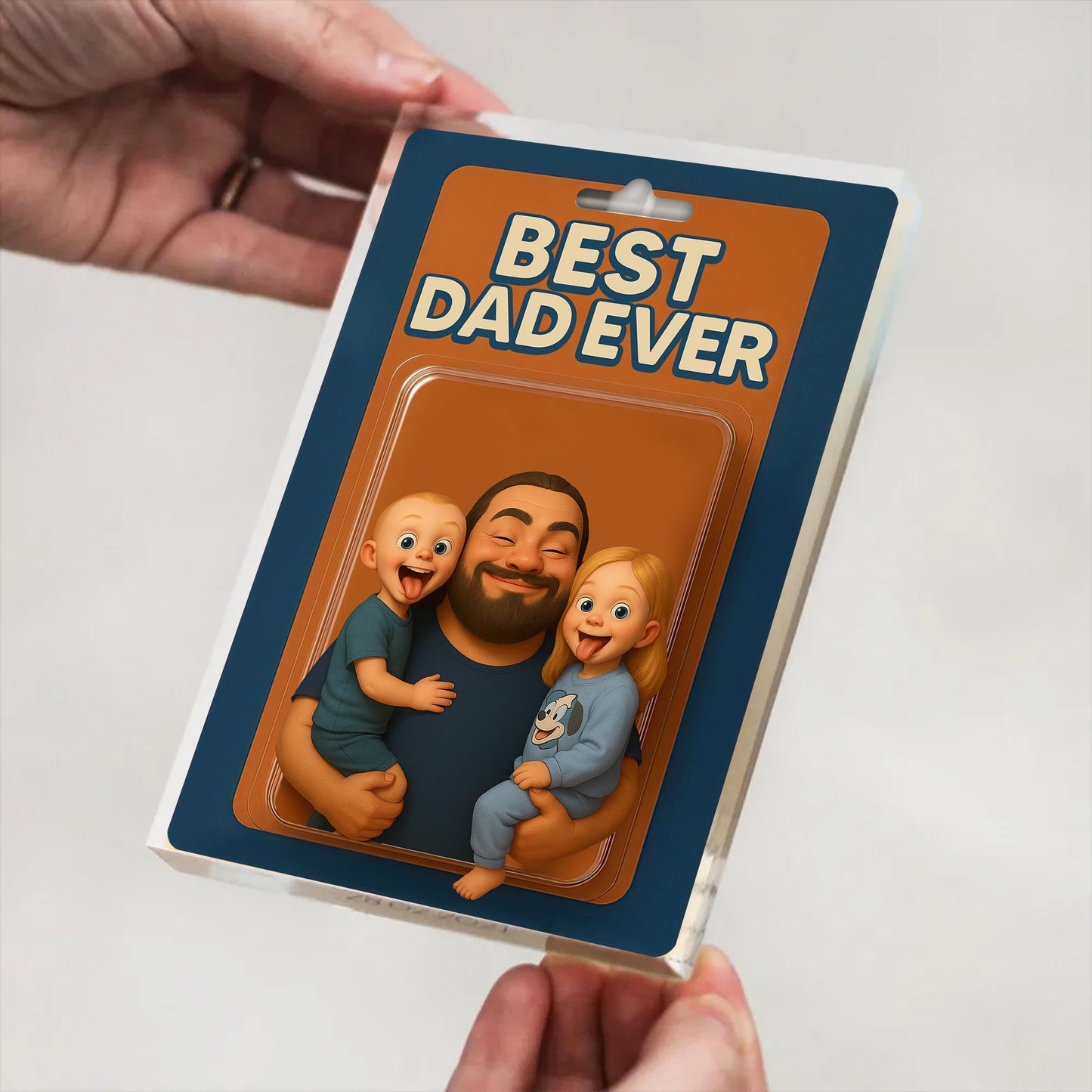 Personalized Picture Father's Day Gift For Dad, Custom Photo Dad And Kids Action Figure Acrylic Block, Best Dad Ever, Father's Day 2025