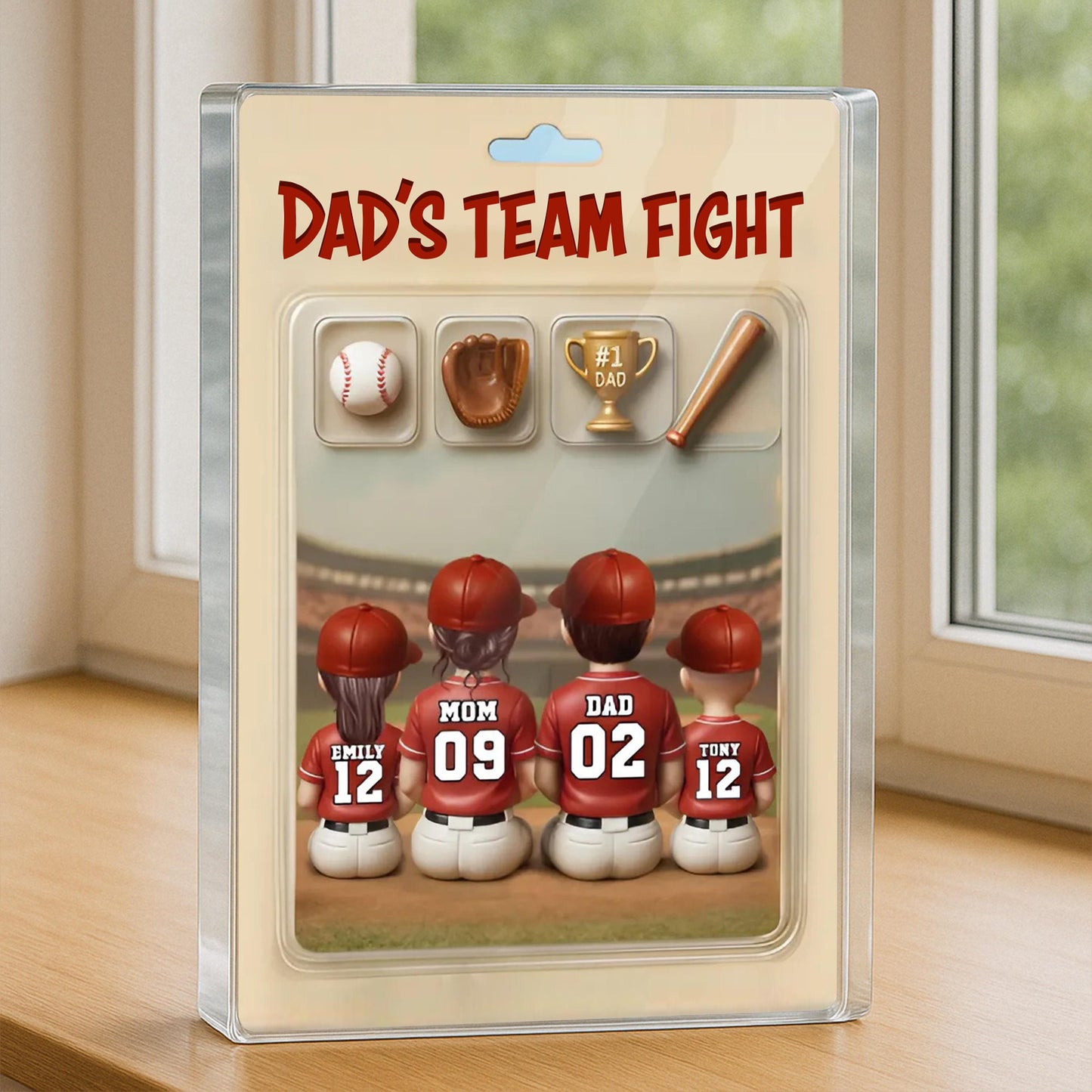 Custom Baseball Daddy Dream Team Trading Card Style, Baseball Acrylic Block Plaque, Father Day Gift for Baseball Dad, Husband, Grandpa & Kid
