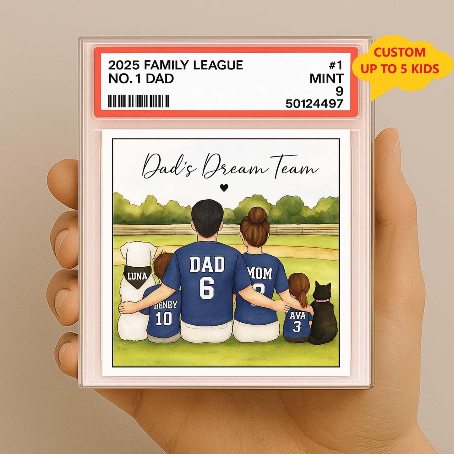 Baseball Dad Acrylic Photo Block Trading Card Style, Custom Trading Card Gift for Father's Day, Personalized Family Dad Gift from Kid, Wife