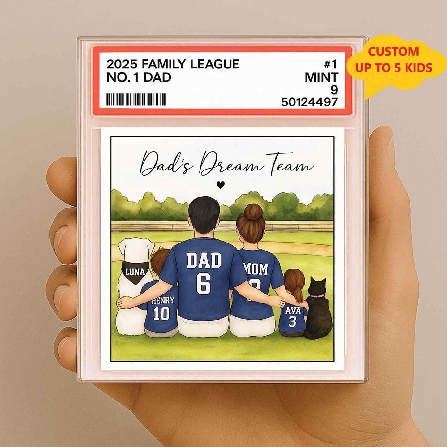 Baseball Dad Acrylic Photo Block Trading Card Style, Custom Trading Card Gift for Father's Day, Personalized Family Dad Gift from Kid, Wife