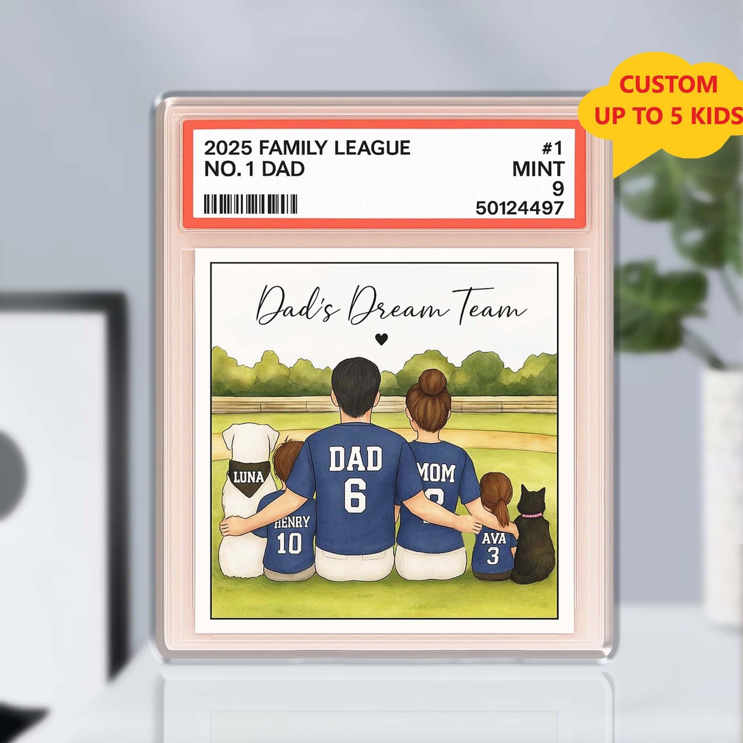 Baseball Dad Acrylic Photo Block Trading Card Style, Custom Trading Card Gift for Father's Day, Personalized Family Dad Gift from Kid, Wife
