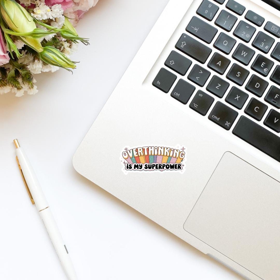 Overthinker is My Superpower Retro Vinyl Sticker, kindle stickers, mental health sticker, Positivity Sticker, affirmation