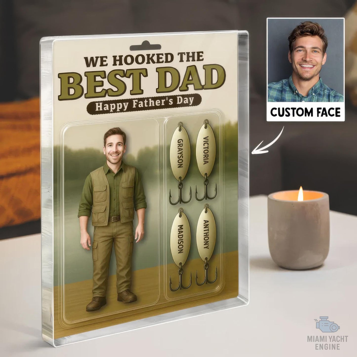 Custom Photo We Hooked The Best Dad Acrylic Block Plaque, Best Dad Fishing Acrylic Block Plaque, Father's Day Gift for Dad, Gift for Husband