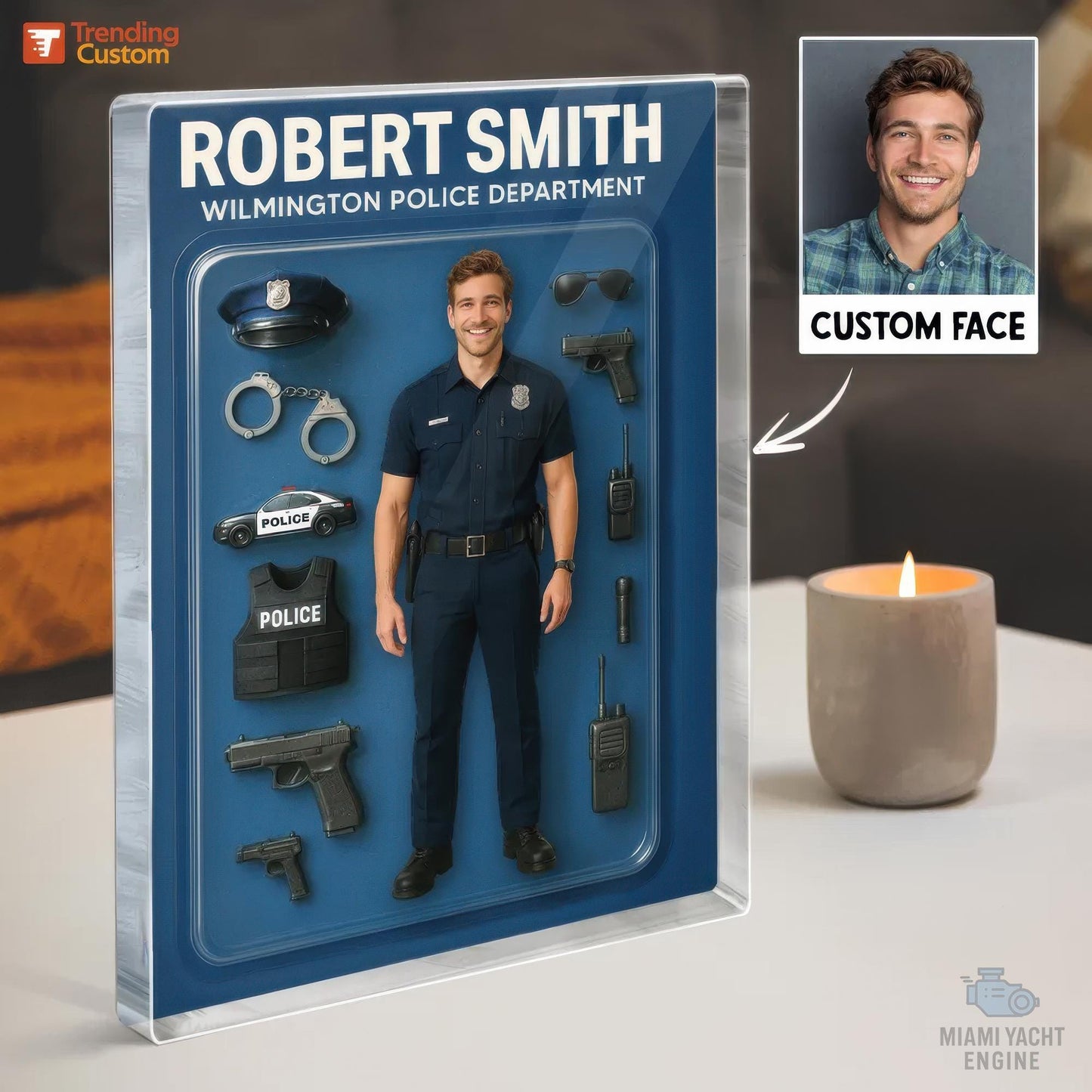 Custom Photo And Name The Best Dad Acrylic Block Plaque, Best Policeman Dad Acrylic Block Plaque, Father's Day Gift for Dad,Gift For Husband