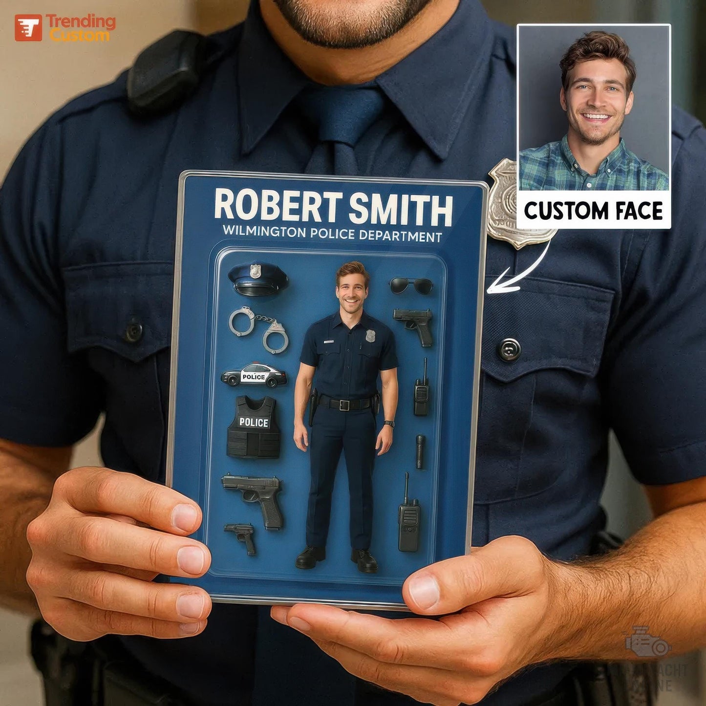Custom Photo And Name The Best Dad Acrylic Block Plaque, Best Policeman Dad Acrylic Block Plaque, Father's Day Gift for Dad,Gift For Husband