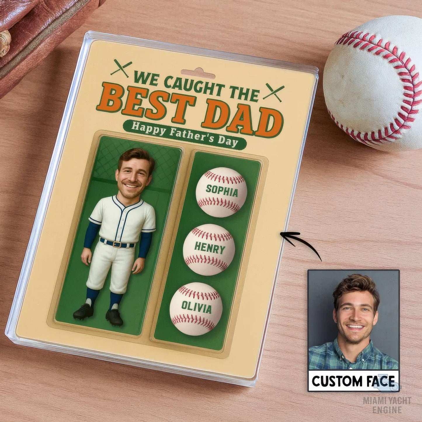 Custom Photo And Name We Caught The Best Dad Acrylic Block Plaque, Best Dad Unique Baseball Acrylic Block Plaque, Father's Day Gift for Dad