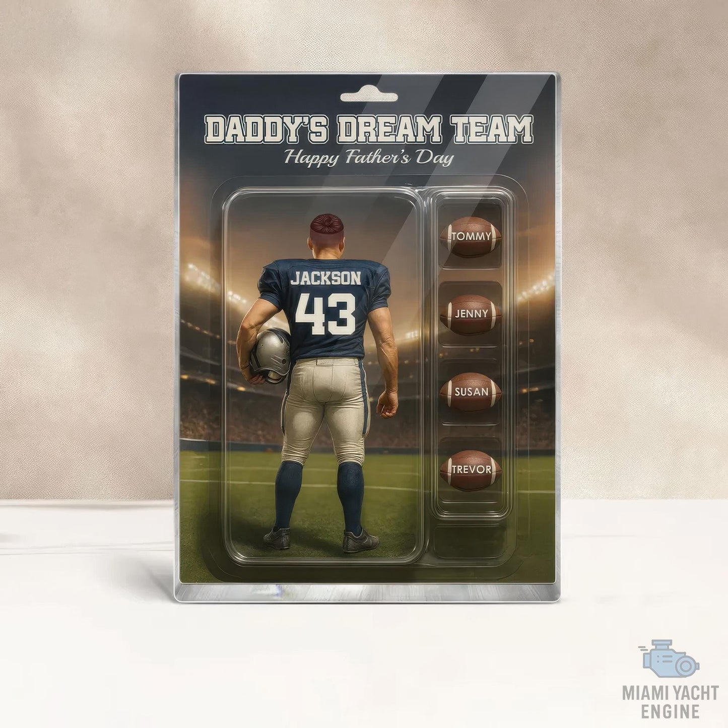Custom Name Daddy's Dream Team Acrylic Block Plaque, Best Rugby Football Dad Ever Acrylic Block, Father's Day Gift For Dad, Gift For Husband
