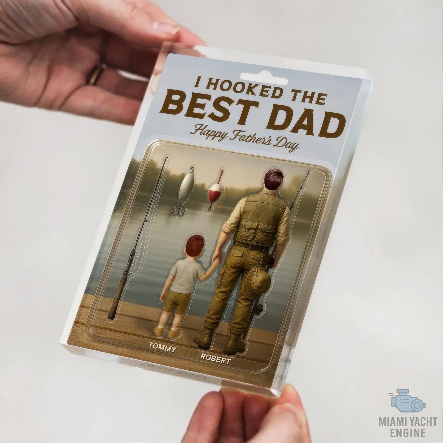Custom Name I Hooked The Best Papa Acrylic Block Plaque, Best Dad Fishing Acrylic Block Plaque, Father's Day Gift for Dad, Gift for Husband