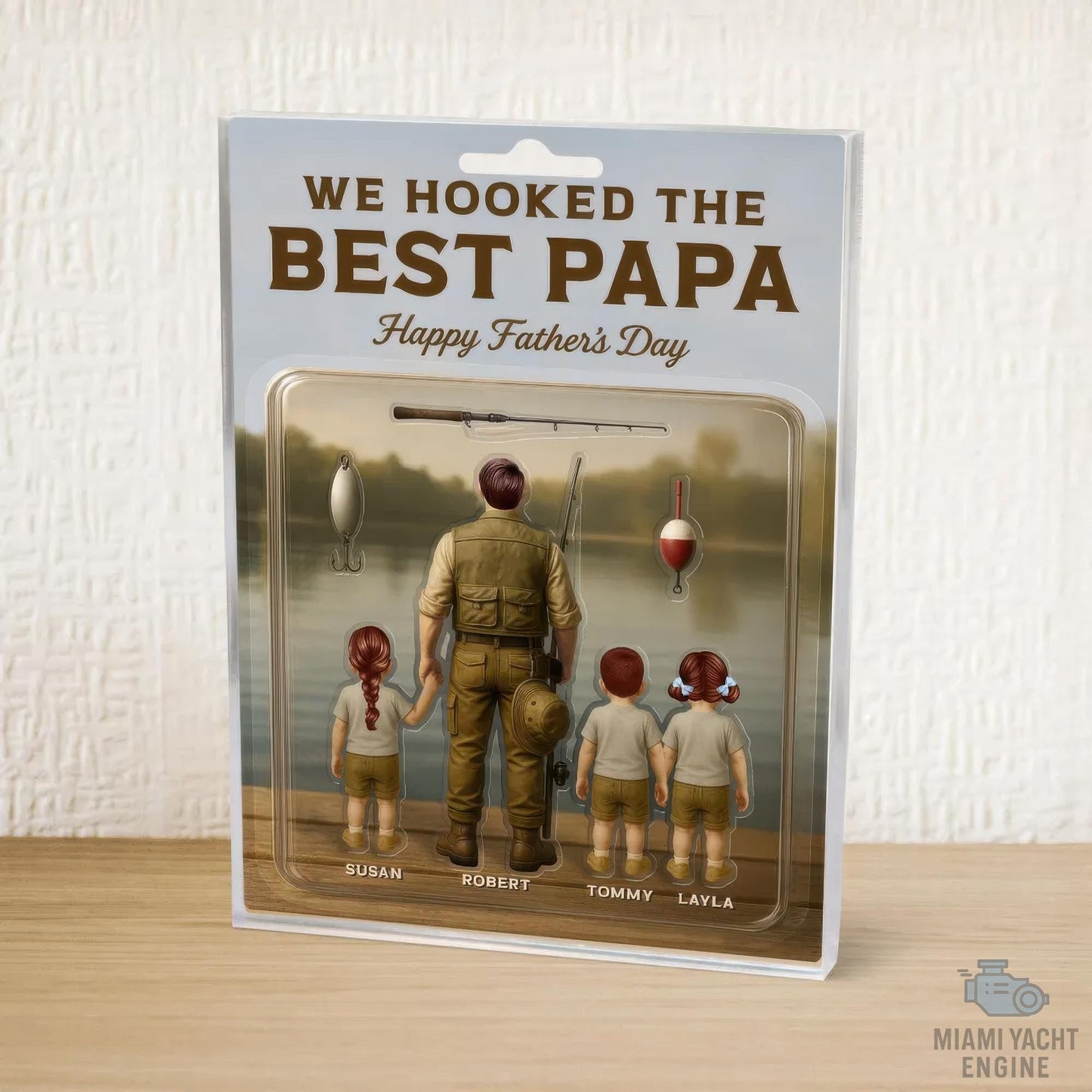 Custom Name I Hooked The Best Papa Acrylic Block Plaque, Best Dad Fishing Acrylic Block Plaque, Father's Day Gift for Dad, Gift for Husband