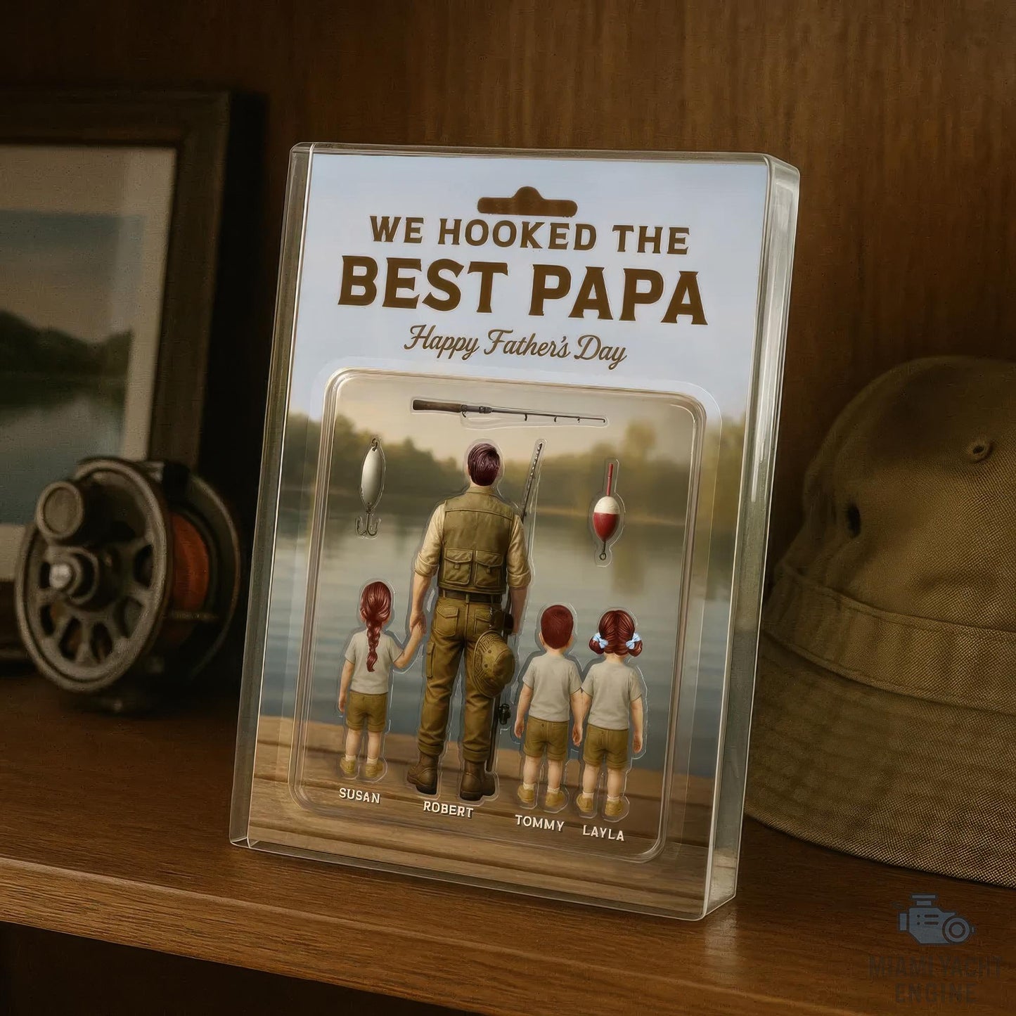Custom Name I Hooked The Best Papa Acrylic Block Plaque, Best Dad Fishing Acrylic Block Plaque, Father's Day Gift for Dad, Gift for Husband