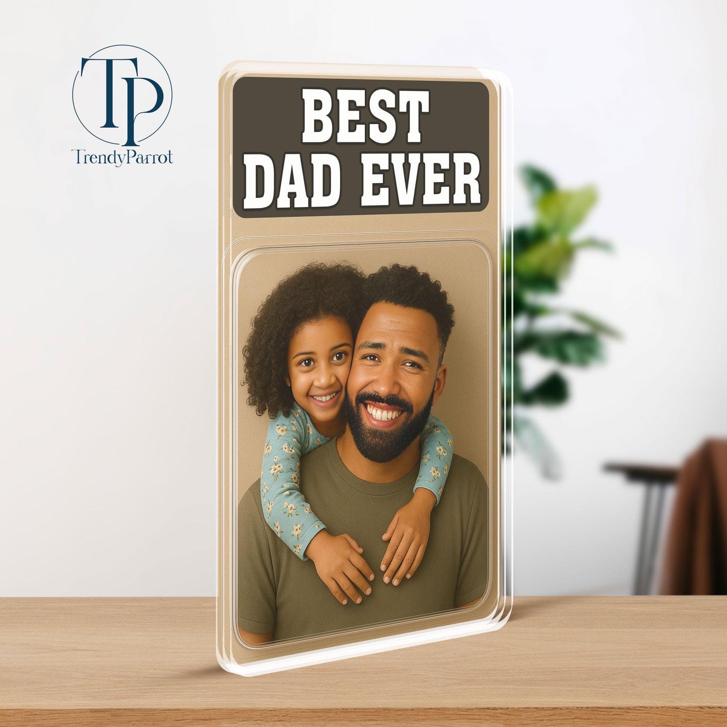 Personalized Father's Day Gifts For Dad, Custom Photo Dad And Kids Action Figure Acrylic Block, Best Dad Ever Block Plaque, Gift For Husband