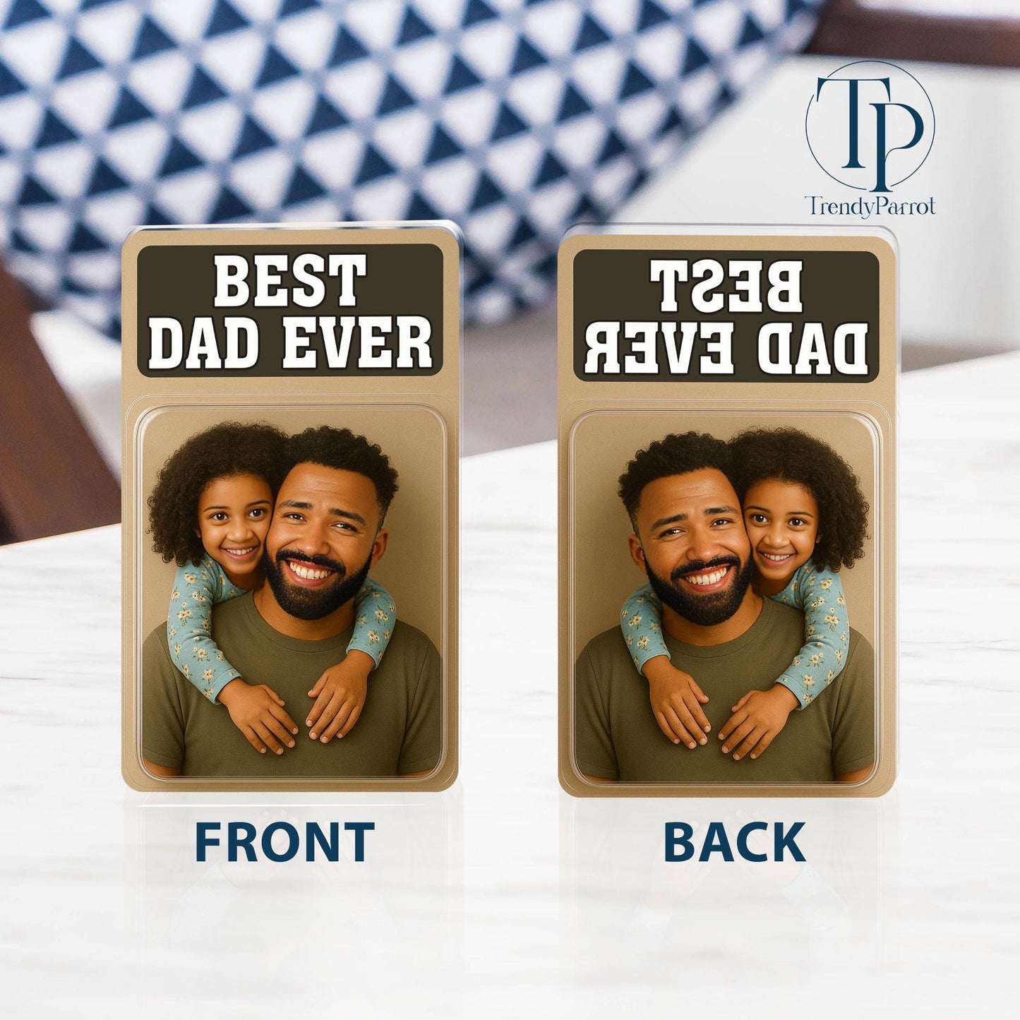 Personalized Father's Day Gifts For Dad, Custom Photo Dad And Kids Action Figure Acrylic Block, Best Dad Ever Block Plaque, Gift For Husband
