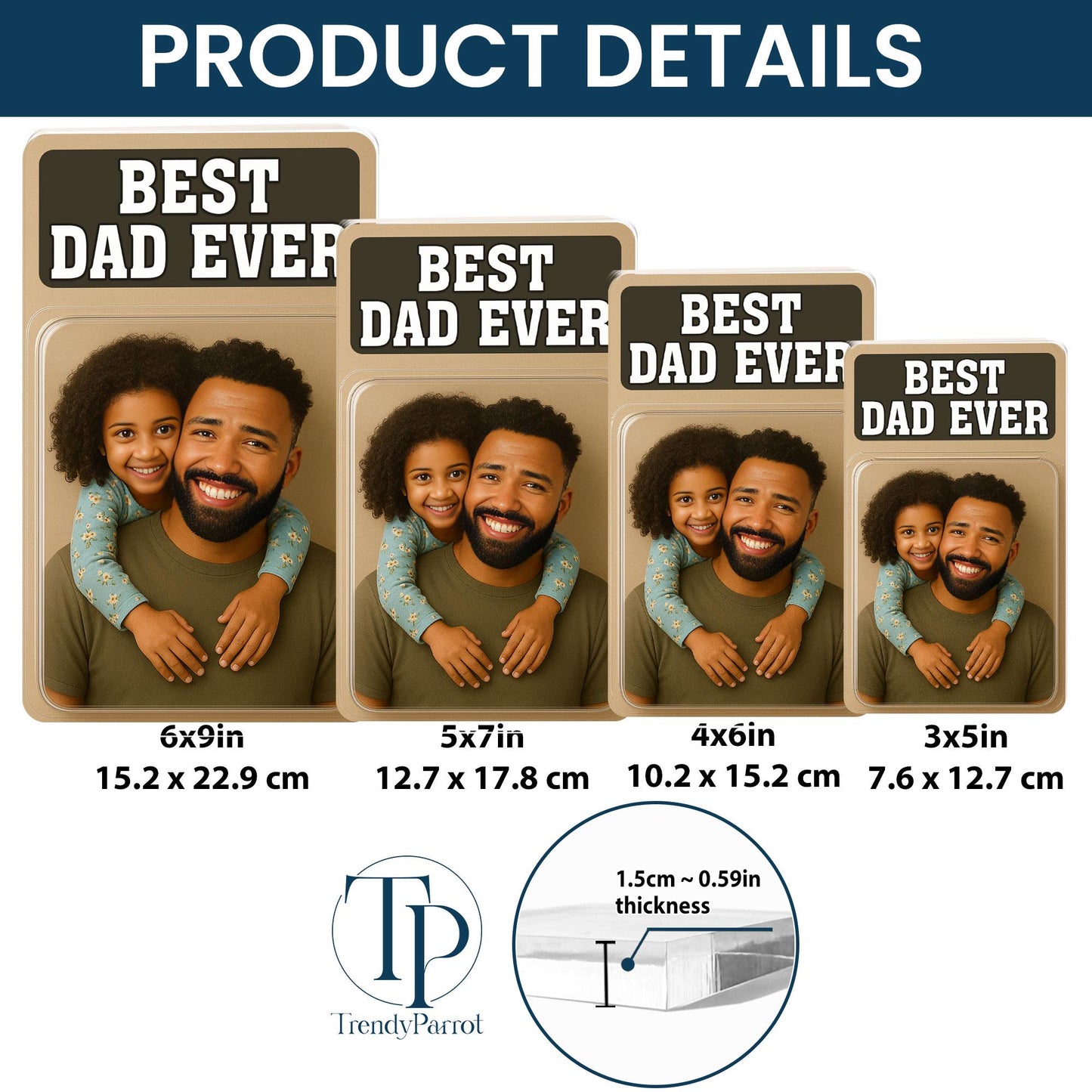 Personalized Father's Day Gifts For Dad, Custom Photo Dad And Kids Action Figure Acrylic Block, Best Dad Ever Block Plaque, Gift For Husband