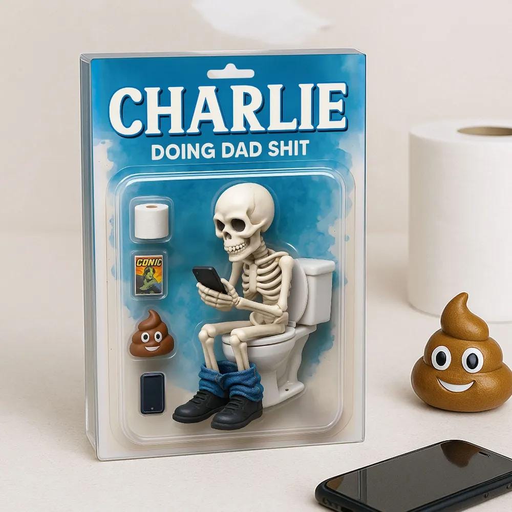 Doing Dad Sh*t, Funny Skeleton Toilet Custom Figure Toy Box Personalized Acrylic Block Plaque, Custom Father's Day Gift for Dad, Husband