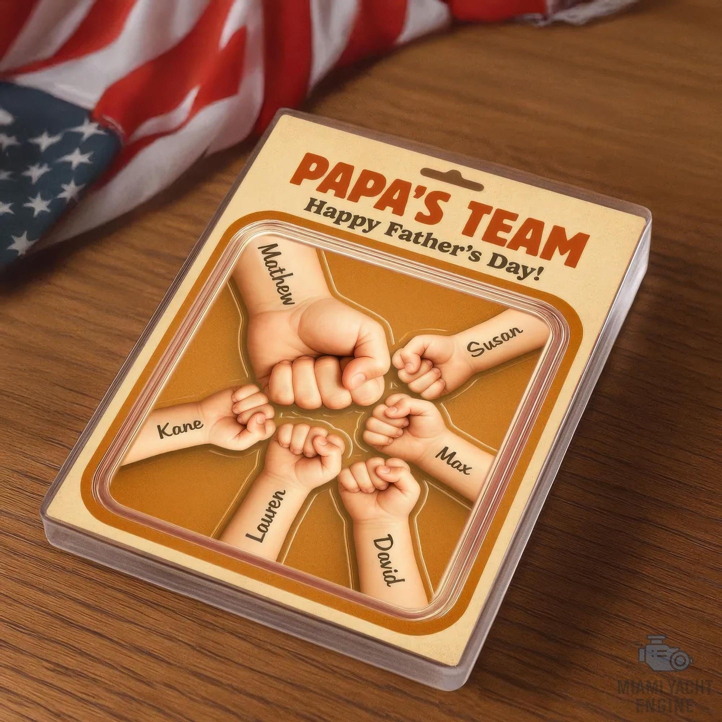 Custom Name Daddy's Team Acrylic Block Plaque, Father Daughter Fist Bump Acrylic Block Plaque, Father's Day Gift for Dad, Gift for Husband