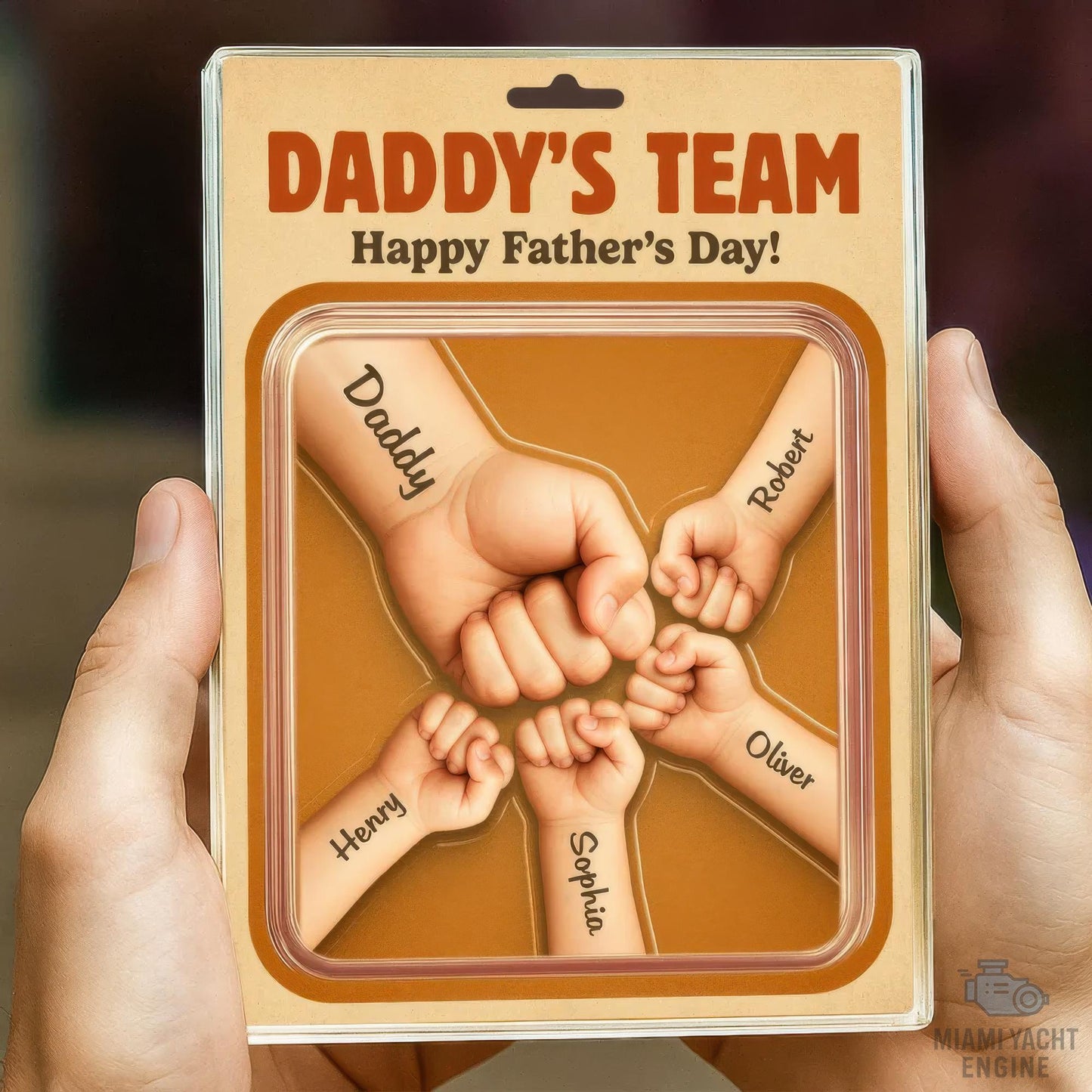 Custom Name Daddy's Team Acrylic Block Plaque, Father Daughter Fist Bump Acrylic Block Plaque, Father's Day Gift for Dad, Gift for Husband