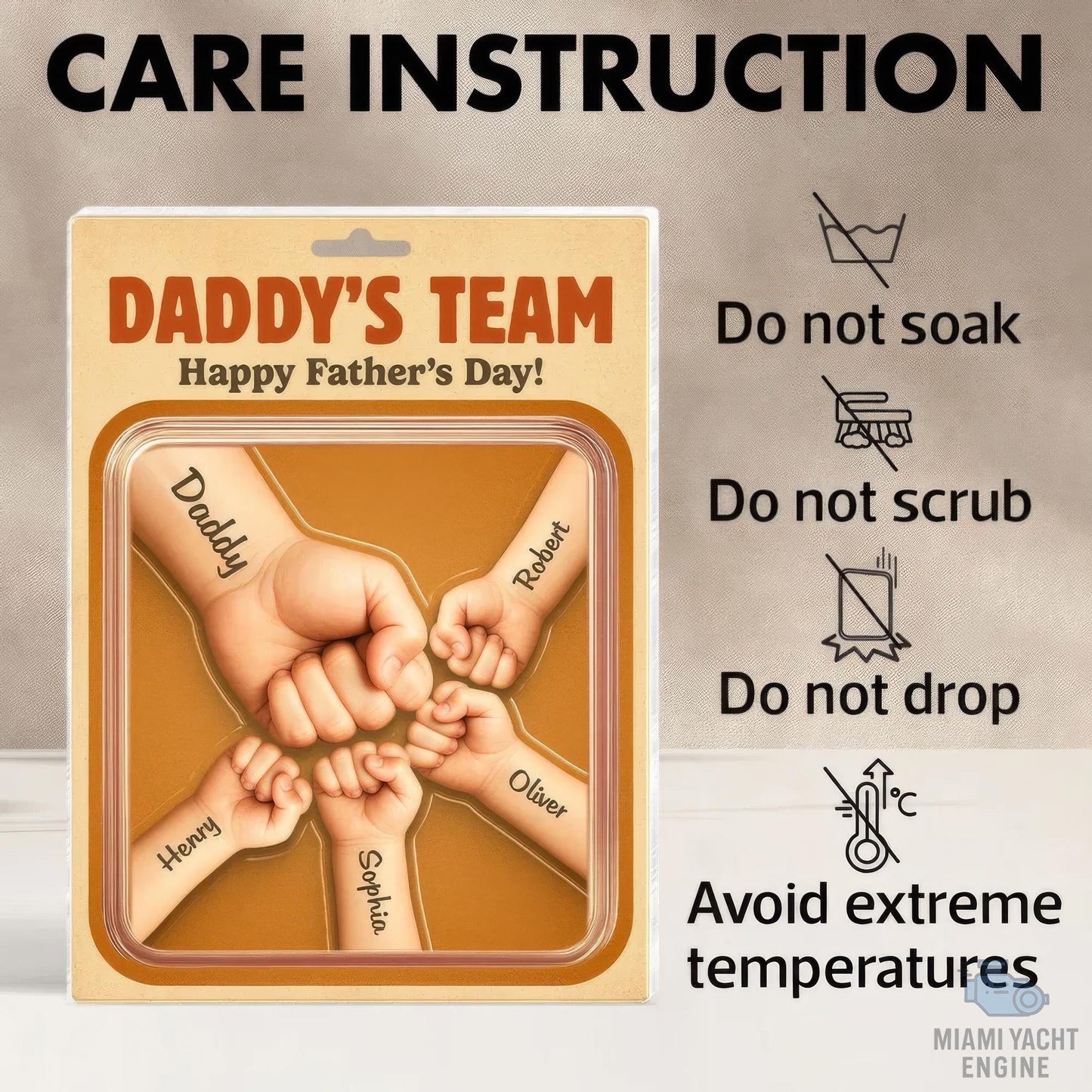 Custom Name Daddy's Team Acrylic Block Plaque, Father Daughter Fist Bump Acrylic Block Plaque, Father's Day Gift for Dad, Gift for Husband