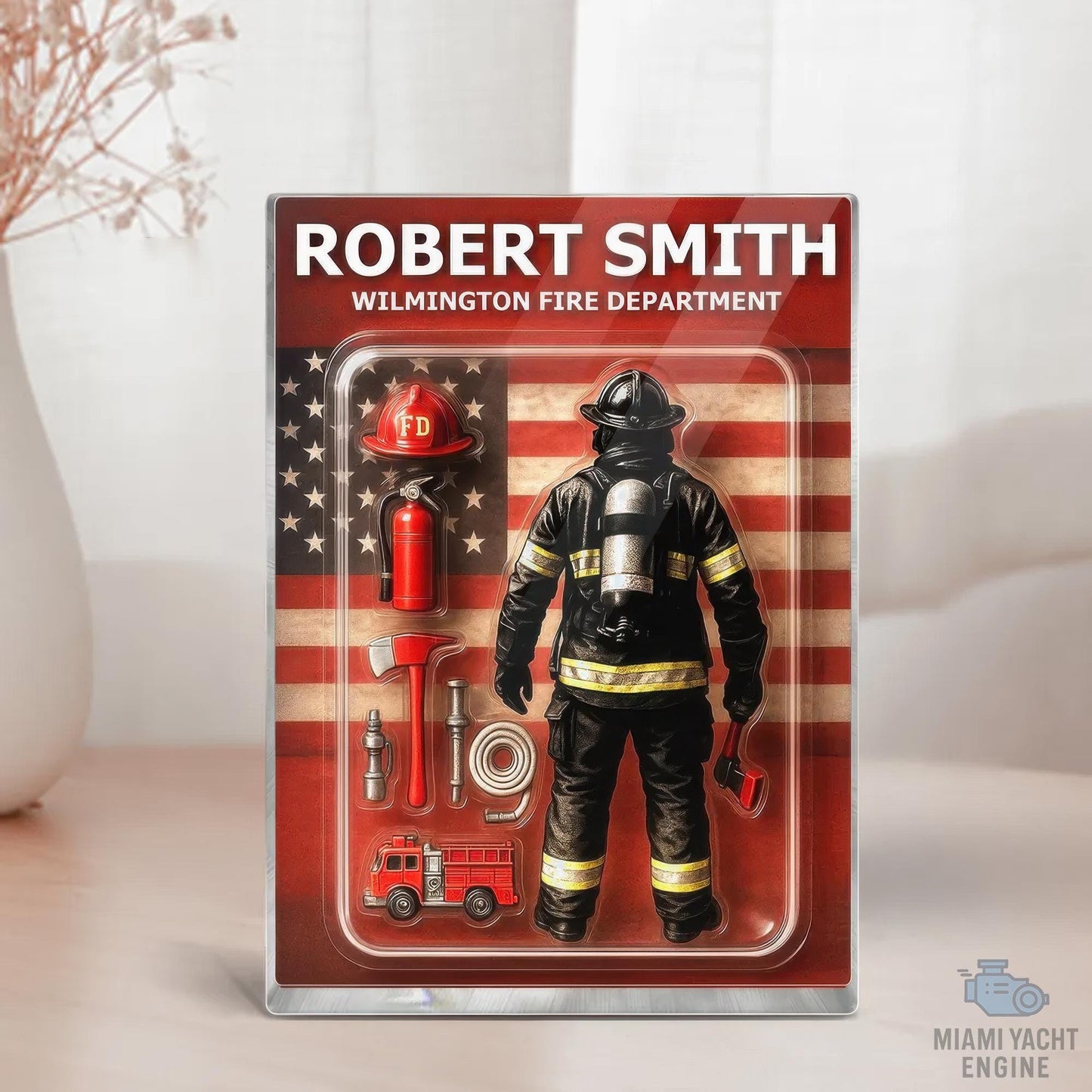 Custom Name Wilmington Fire Department Acrylic Block Plaque, Best Firefighter Dad Acrylic Block, Father's Day Gift For Dad, Gift For Husband