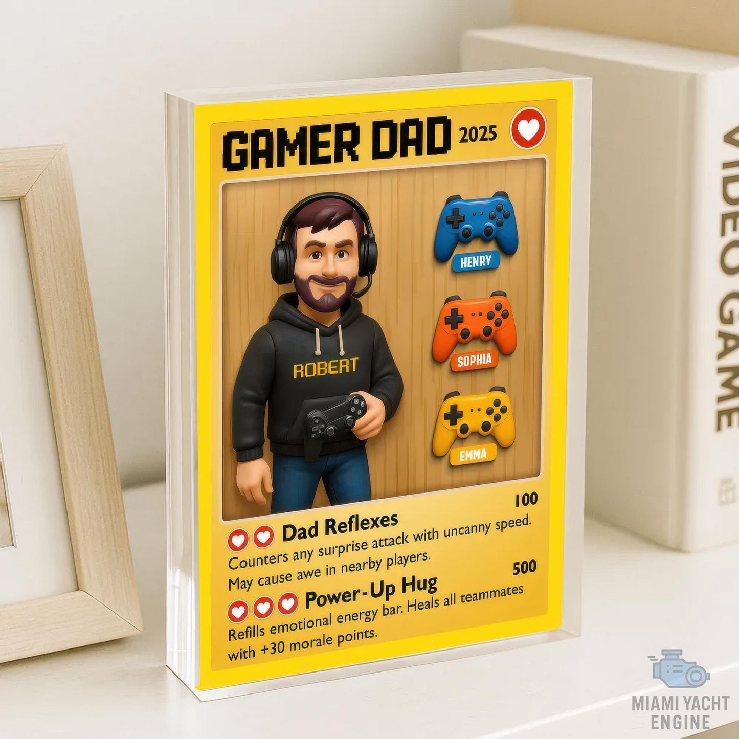 Custom Name Game Dad Card Game Acrylic Block Plaque, Custom Name Pro Gamer Dad Acrylic Block, Father's Day Gift For Dad, Gift For Husband