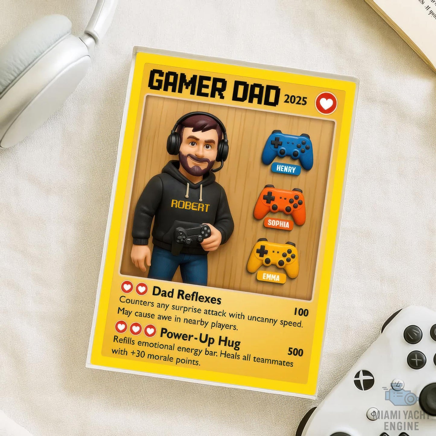 Custom Name Game Dad Card Game Acrylic Block Plaque, Custom Name Pro Gamer Dad Acrylic Block, Father's Day Gift For Dad, Gift For Husband