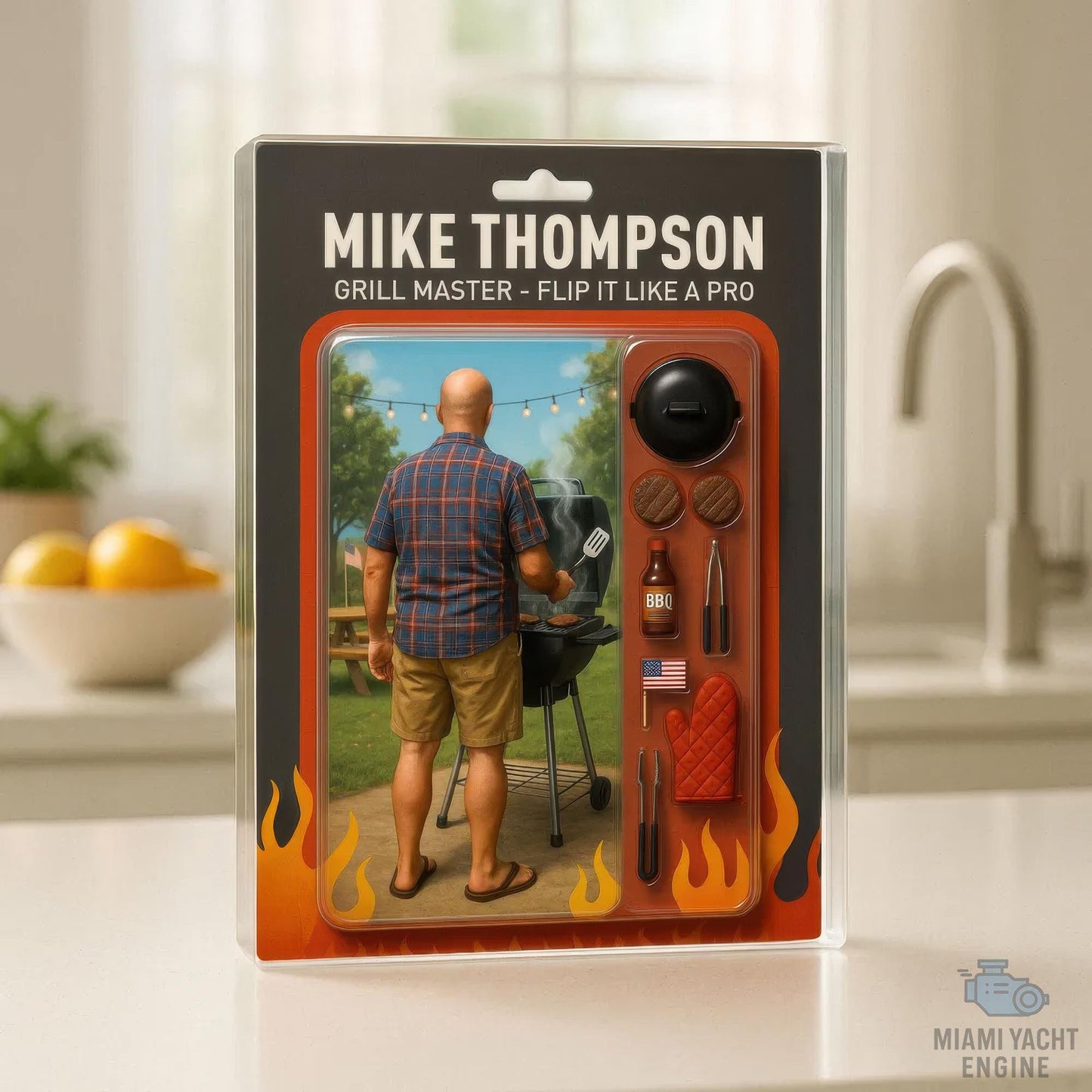 Custom Name Grill Master, Flip It Like A Pro Acrylic Block Plaque, Dad Is Grilling Outside Acrylic Block Plaque, Father's Day Gift For Dad